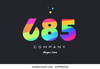 685 creative color green orange blue magenta pink number digit company logo vector icon spectrum