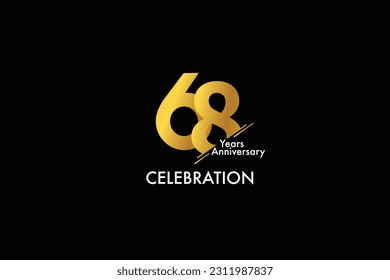 68th, 68 years, 68 year anniversary gold color on black background abstract style logotype. anniversary with gold color isolated on black background, vector design for celebration vector