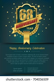 68th Anniversary celebration template design , 68 year anniversary design of elements, dark green or Turquoise blue background - vector illustration