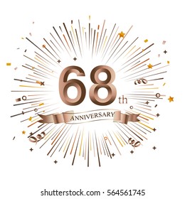 68th Anniversary greeting Card with Starburst. Vector illustration.