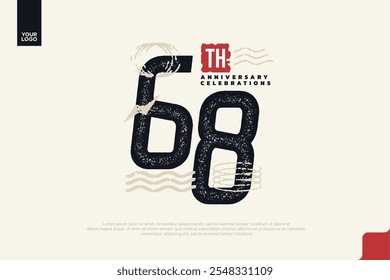 68-jähriges Jubiläum mit farbiger Textur und abstrakten geometrischen Formen