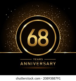 68th anniversary logo. Golden anniversary celebration logo design for booklet, leaflet, magazine, brochure poster, web, invitation or greeting card. ring vector illustrations.
