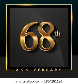 68th anniversary logo golden colored isolated on black background, vector design for greeting card and invitation card.