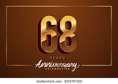 68th anniversary logo golden colored isolated on elegant background. Vector anniversary for celebration.
