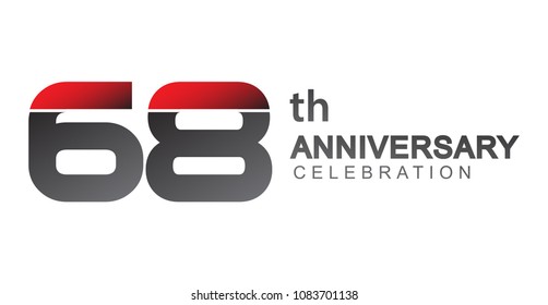 68th anniversary logo red and black design simple isolated on white background for anniversary celebration.
