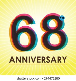 68th Anniversary poster / template design in retro style - Vector Background