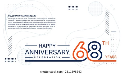 68. Jubiläum Vorlage Design mit abstraktem Hintergrund, Vektorgrafik-Vorlage
