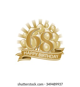 68th Golden Happy Birthday Logo Balloons Stock Vector (Royalty Free ...