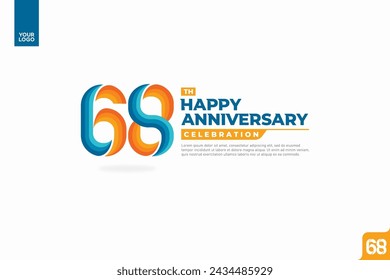 68th happy anniversary celebration with orange and turquoise gradations on white background.