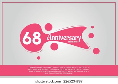 68th year anniversary celebration logo with pink color design with pink color bubbles on gray background vector abstract illustration