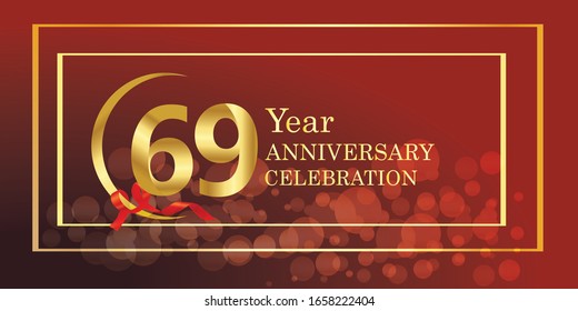 69 anniversary logo vector template. Design for banner, greeting cards or print.