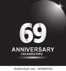 69 anniversary logo vector template. Design for banner, greeting cards or print