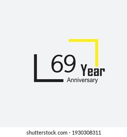 69 anniversary logotype style with handwriting golden color for celebration event, wedding, greeting card, and invitation