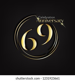 69 Anniversary Template Great Golden style with  dark background