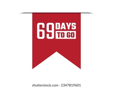 69 días para ir la ilustración del banner del vector rojo aislado en fondo blanco