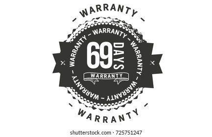 69 days warranty icon vintage rubber stamp guarantee