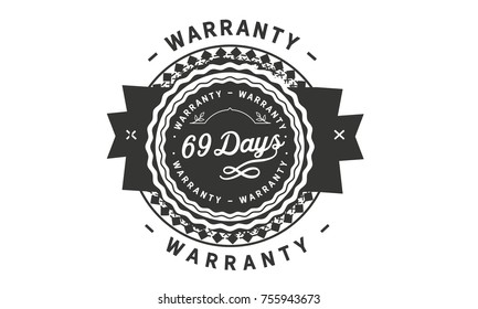 69 days warranty icon vintage rubber stamp guarantee