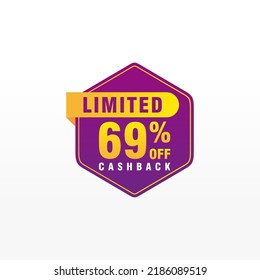 69 discount, Sales Vector badges for Labels, , Stickers, Banners, Tags, Web Stickers, New offer. Discount origami sign banner