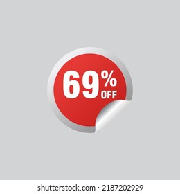 69 discount, Sales Vector badges for Labels, , Stickers, Banners, Tags, Web Stickers, New offer. Discount origami sign banner