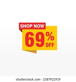 69 descuento, distintivos de vectores de venta para etiquetas, , pegatinas, banners, etiquetas, etiquetas, etiquetas web, nueva oferta. Banner de signo de origami de descuento