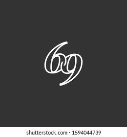 69 letter monogram logo template serif line art
