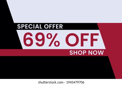 69% off Modern concept design. Sale banner template design, Big sale special offer. End of season special offer banner