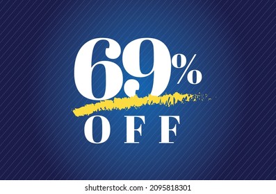 69% off tag sixty nine percent discount black friday sale white letter blue gradient  background
