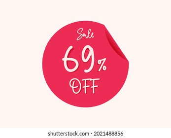 69 percent off sticker, 69% off sale of special offers