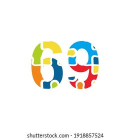 69 Puzzle number illustration. Vector Eps10
