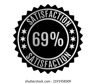 
69% Satisfaction Sign Vector transparent background Silver Color
