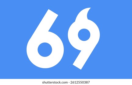 69 Shark Logo Number Simple Modern Blue