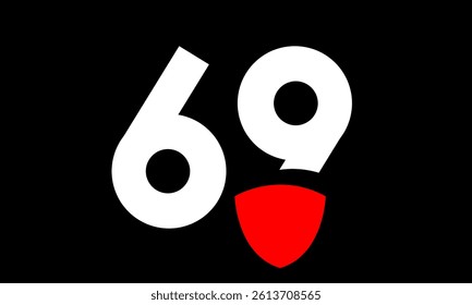 69 Shield Red Modern Simple Protect Logo