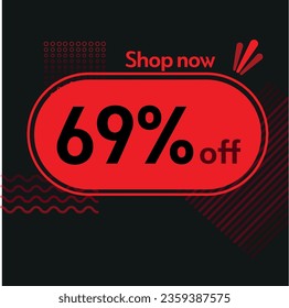 69% Shop now vector red and black elements black friday buy now online shop sticker marketing