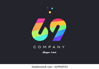 69 sixty nine creative color green orange blue magenta pink number digit company logo vector icon spectrum