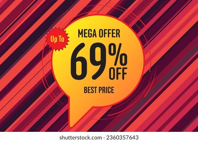 69 sixty-nine Percent off sale shopping banner label background. special