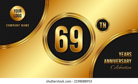 69 Year Anniversary celebration template design. Golden Anniversary, vector illustration.