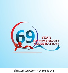 69 Year Anniversary celebration Vector Template Design Illustration
