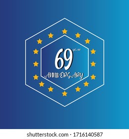 69 year anniversary celebration, vector design for celebrations, invitation cards and greeting cards