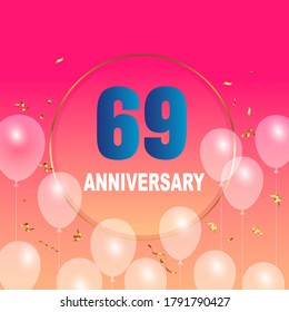 69 year anniversary celebration, vector design for celebrations, invitation cards and greeting cards