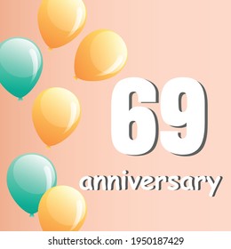 69 year anniversary celebration, vector design for celebrations, invitation cards and greeting cards