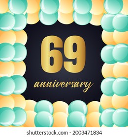 69 year anniversary celebration, vector design for celebrations, invitation cards and greeting cards