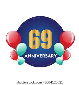 69 year anniversary celebration, vector design for celebrations, invitation cards and greeting cards