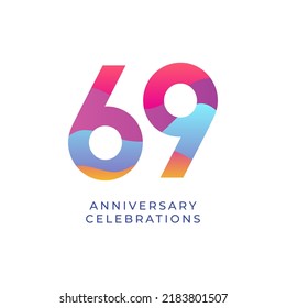 Plantilla de diseño de 69 años. ilustración de plantilla de vector