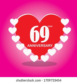 69 year anniversary, vector design with love for celebrations, invitation cards and greeting cards
