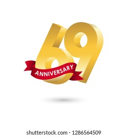 69 Year Anniversary Vector Template Design Illustration