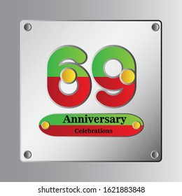 69 Year Anniversary Vector Template Design Illustration
