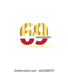 69 Year Anniversary Vector Template Design Illustration