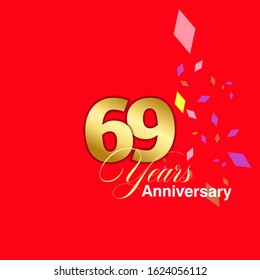 69 Year Anniversary Vector Template Design Illustration
