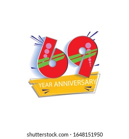 69 Year Anniversary Vector Template Design Illustration