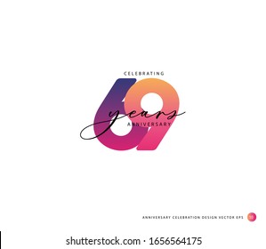 69 years anniversary or birthday celebration design template Vector.
